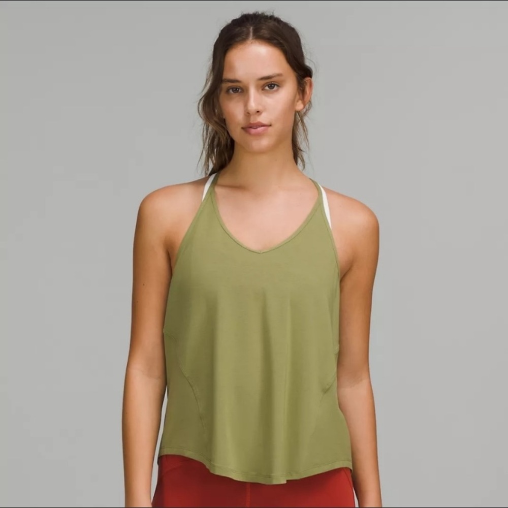 Lululemon Modal Silk Yoga tank Top size 8 Color Bronze green